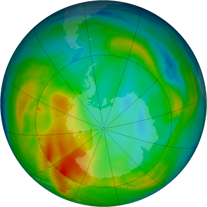 Antarctic ozone map for 10 June 1980